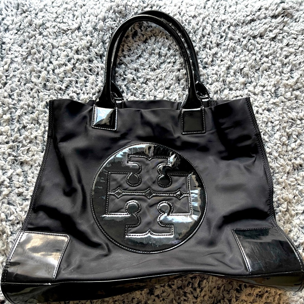 Tory Burch Ellie large size black tote.